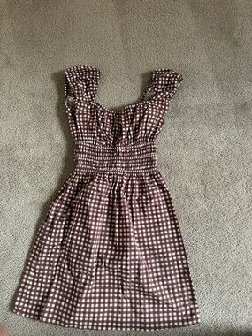 Show Me Your Mumu Burgundy & White Gingham Mini Dress
